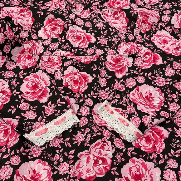 Dream & Co Cotton Lounge Dress Robe Maxi, Button, Pockets, Floral, L - Picture 6 of 7